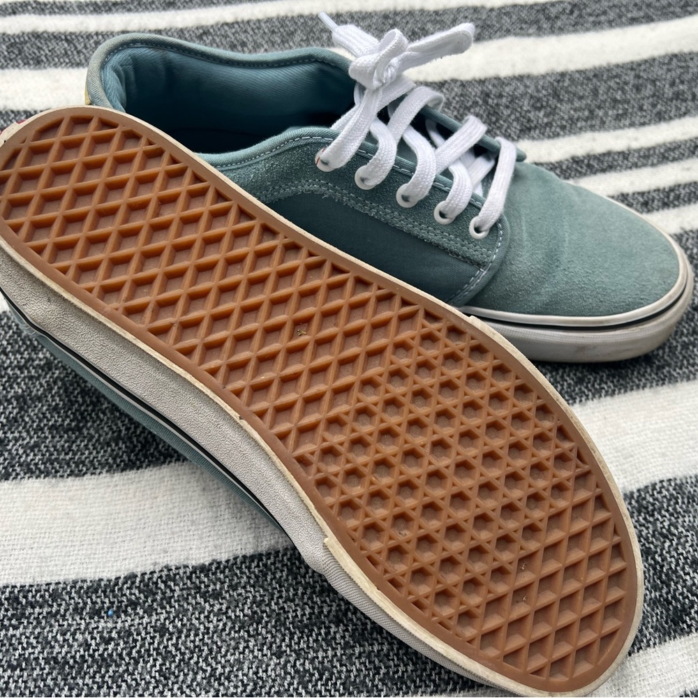 Vans Blue and White Sneakers Classic Skate Design